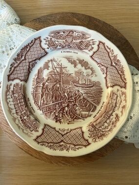 Alfred Meakin Fair Winds Bread and Butter Plates, USS Constitution Pattern